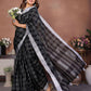Aastha Fashion Black Linen Weaving Saree