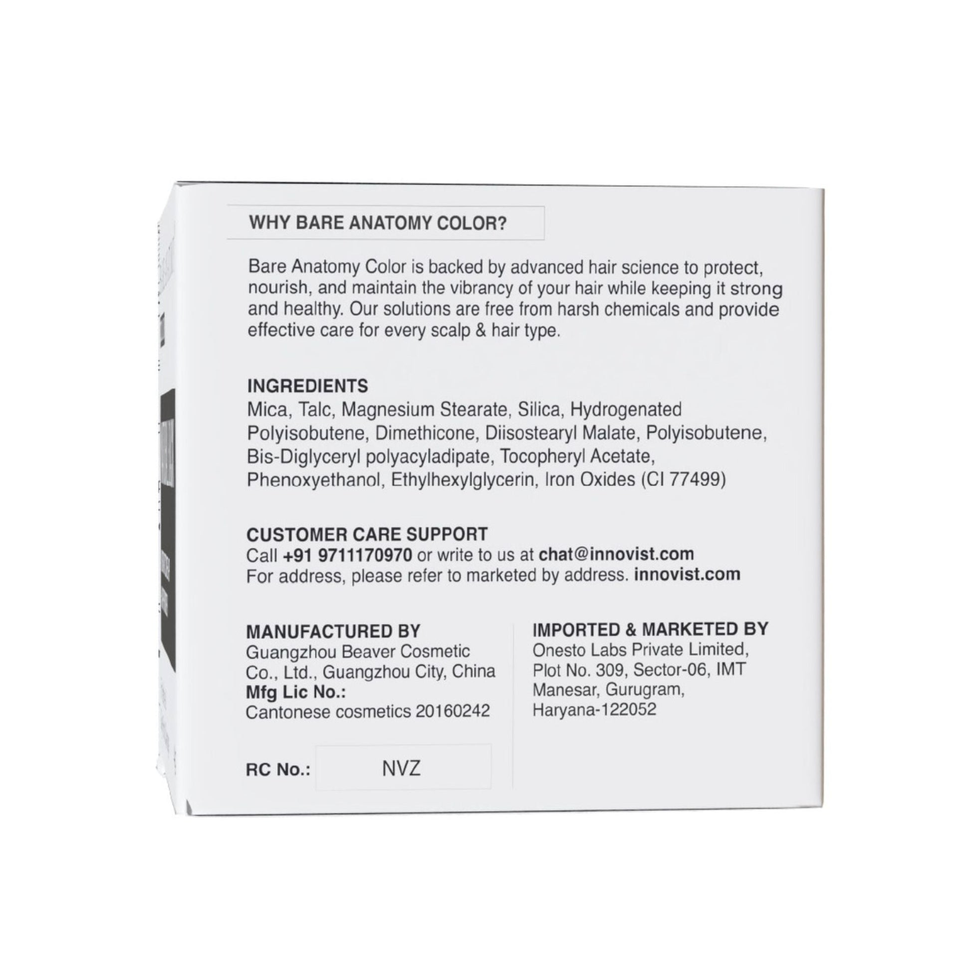 Bare Anatomy Cover-Up Hair Powder 100% Instant Grey Coverage Seamless Natural Finish - Black