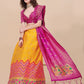 Lorenvalley Fashion Yellow Brocade Fabric Lehenga & Unstitched Blouse With Dupatta | Swadesiicart