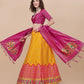 Lorenvalley Fashion Yellow Brocade Fabric Lehenga & Unstitched Blouse With Dupatta | Swadesiicart