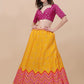 Lorenvalley Fashion Yellow Brocade Fabric Lehenga & Unstitched Blouse With Dupatta | Swadesiicart