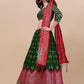 Lorenvalley Fashion Green Brocade Fabric Lehenga & Unstitched Blouse With Dupatta | Swadesiicart