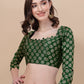 Lorenvalley Fashion Green Brocade Fabric Lehenga & Unstitched Blouse With Dupatta | Swadesiicart