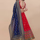Lorenvalley Fashion Red Brocade Fabric Lehenga & Unstitched Blouse With Dupatta | Swadesiicart