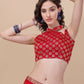 Lorenvalley Fashion Red Brocade Fabric Lehenga & Unstitched Blouse With Dupatta | Swadesiicart