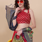 Lorenvalley Fashion Red Brocade Fabric Lehenga & Unstitched Blouse With Dupatta | Swadesiicart