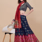 Lorenvalley Fashion Blue Brocade Fabric Lehenga & Unstitched Blouse With Dupatta | Swadesiicart