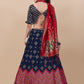 Lorenvalley Fashion Blue Brocade Fabric Lehenga & Unstitched Blouse With Dupatta | Swadesiicart