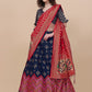 Lorenvalley Fashion Blue Brocade Fabric Lehenga & Unstitched Blouse With Dupatta | Swadesiicart