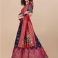 Lorenvalley Fashion Blue Brocade Fabric Lehenga & Unstitched Blouse With Dupatta | Swadesiicart