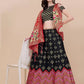 Lorenvalley Fashion Black Brocade Fabric Lehenga & Unstitched Blouse With Dupatta | Swadesiicart