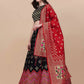 Lorenvalley Fashion Black Brocade Fabric Lehenga & Unstitched Blouse With Dupatta | Swadesiicart