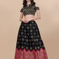 Lorenvalley Fashion Black Brocade Fabric Lehenga & Unstitched Blouse With Dupatta | Swadesiicart