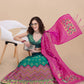 Lorenvalley Fashion Teal Brocade Fabric Lehenga & Unstitched Blouse With Dupatta | Swadesiicart