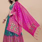 Lorenvalley Fashion Teal Brocade Fabric Lehenga & Unstitched Blouse With Dupatta | Swadesiicart