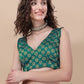 Lorenvalley Fashion Teal Brocade Fabric Lehenga & Unstitched Blouse With Dupatta | Swadesiicart