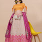 Lorenvalley Fashion Peach Brocade Fabric Lehenga & Unstitched Blouse With Dupatta | Swadesiicart