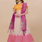 Lorenvalley Fashion Peach Brocade Fabric Lehenga & Unstitched Blouse With Dupatta | Swadesiicart