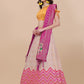 Lorenvalley Fashion Peach Brocade Fabric Lehenga & Unstitched Blouse With Dupatta | Swadesiicart