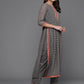Ahalyaa Women Ethnic Motifs Printed Pleated Sequinned Kurta with Trousers - Grey Color | Swadesiicart