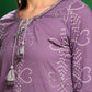 Bandhani Printed And Embroidered Kurta With Pant & Dupatta, Lavender - Hiral Fashion