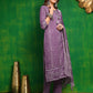 Bandhani Printed And Embroidered Kurta With Pant & Dupatta, Lavender - Hiral Fashion