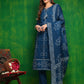 Bandhani Printed And Embroidered Kurta With Pant & Dupatta, Blue - Hiral Fashion