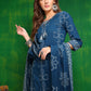 Bandhani Printed And Embroidered Kurta With Pant & Dupatta, Blue - Hiral Fashion