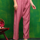 Artificial Flower & Lace Detailing Kurta With Pant & Dupatta, Pink - Hiral Fashion