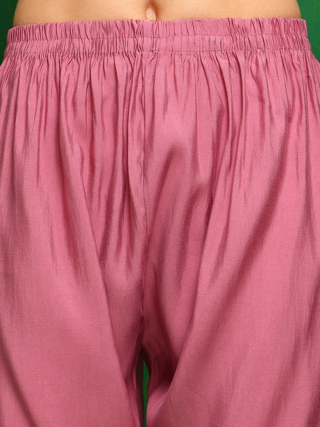 Artificial Flower & Lace Detailing Kurta With Pant & Dupatta, Pink - Hiral Fashion