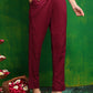 Bandhani Printed And Embroidered Kurta With Pant & Dupatta, Wine - Hiral Fashion