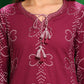 Bandhani Printed And Embroidered Kurta With Pant & Dupatta, Wine - Hiral Fashion