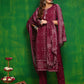 Bandhani Printed And Embroidered Kurta With Pant & Dupatta, Wine - Hiral Fashion