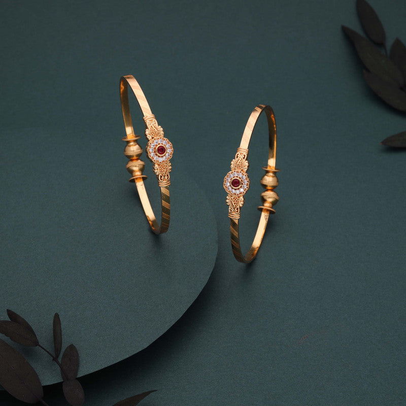 Tehzeeb Creations Brass Gold-Polished Bangle Set - Swadesiicart