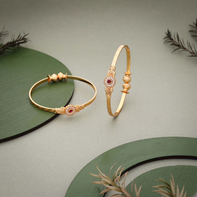 Tehzeeb Creations Brass Gold-Polished Bangle Set - Swadesiicart