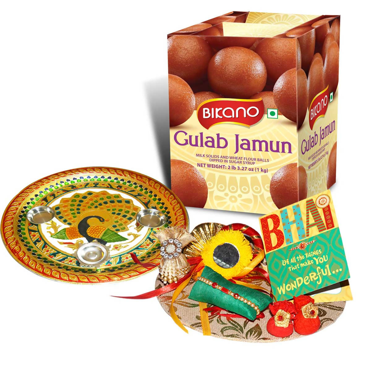Bikano Gulab Jamun Rakhi Puja Thali Gifts | Swadesiicart