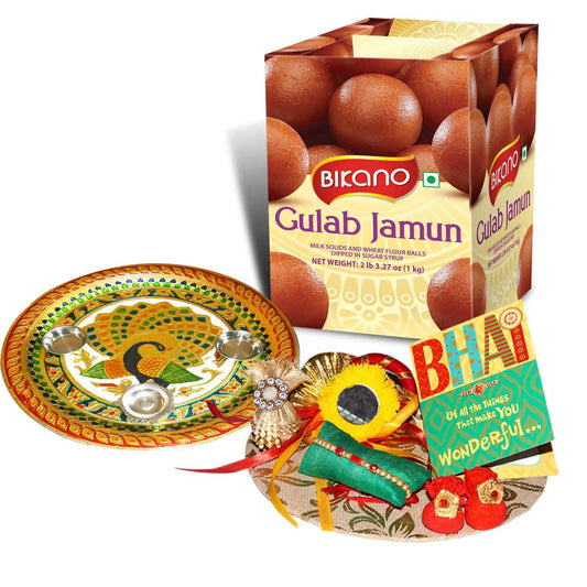 Bikano Gulab Jamun Rakhi Puja Thali Gifts | Swadesiicart