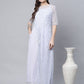 Ahalyaa Womens Blue Crepe & Net Silver Glitter Print Jumpsuit - Swadesiicart