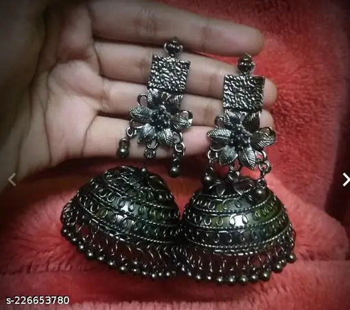 Tehzeeb Creations Women's Antique Colour Oxidised Earrings | Swadesiicart