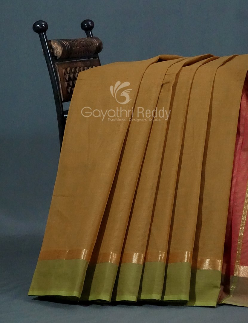 Dual Shades of Dry Mehendi Pure Mangalgiri Cotton By Gayathri Reddy Designer Studio | Swadesiicart