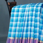 Sky Blue With Checks Pure Mangalgiri Cotton Saree By Gayathri Reddy Designer Studio | Swadesiicart