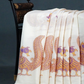Cream Colour Block Print Crocia Mulmul Cotton Saree By Gayathri Reddy Designer Studio | Swadesiicart