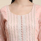 Kalini Women Peach-Coloured Ethnic Motifs Embroidered Empire Thread Work Kurta with Sharara & With Dupatta | Swadesiicart
