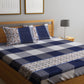 Home Sizzler Blue & White 210 TC Queen Geometric Cotton Bedsheet with 2 Pillow Covers - Swadesiicart
