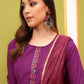 Vishudh Magenta Embroidered Kurta & Palazzos With Dupatta - Swadesiicart