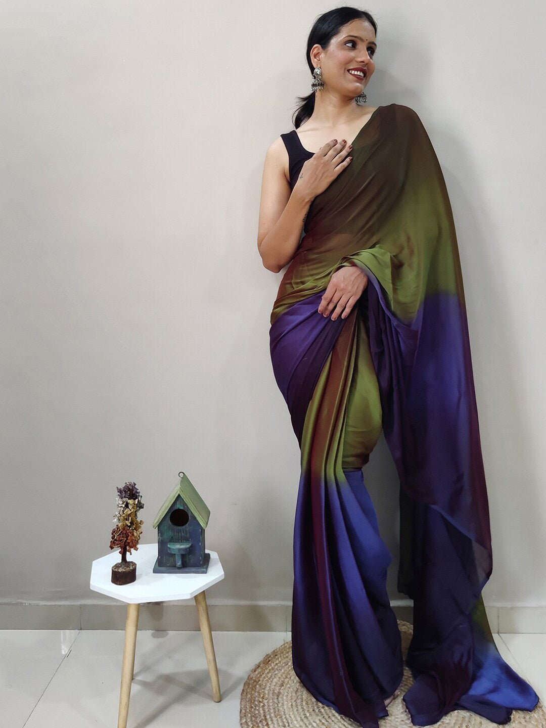 Mitera Ombre Dyed Ready to Wear Saree | Swadesiicart