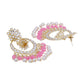 Shoshaa Pink & Gold-Toned Contemporary Kundan Drop Earrings With Pearls | Swadesiicart