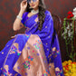 Lorenvalley Fashion Blue Soft Paithani Silk Woven Design Copper Zari Meenakari Weaving Saree - Swadesiicart