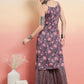 InWeave Women's Mauve Bagh Print Spaghetti Kurta Zig Zag Palazzo Set - Swadesiicart