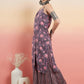 InWeave Women's Mauve Bagh Print Spaghetti Kurta Zig Zag Palazzo Set - Swadesiicart